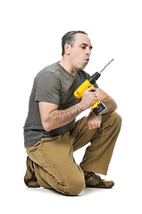 Image showing Handyman with a drill