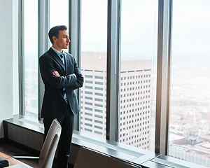 Image showing Dream bigger. mature businessmen working in a corporate office.