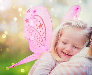 Image showing Those who don’t believe in magic will never find it. an adorable little girl dressed up as a fairy and having fun outside.