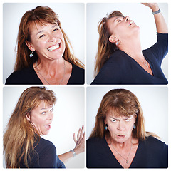 Image showing My changing moods. Composite shot of a woman making various facial expressions.