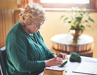 Image showing Shes in game mode now. seniors playing a boardgame.