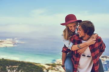 Image showing Ill take you wherever you wanna go. an affectionate young couple enjoying a hike in the mountains.