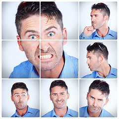 Image showing I get emotional sometimes. Composite shot of the many expressions of people.
