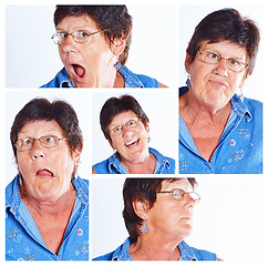 Image showing Ive got a face for every space. Composite shot of a woman making various facial expressions.