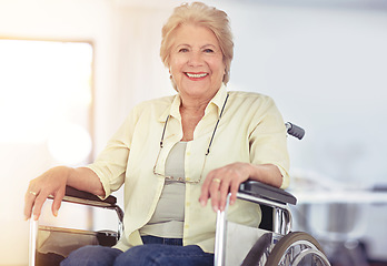 Image showing Nothing gets her down. Portrait of a senior woman in her wheelchair at home.