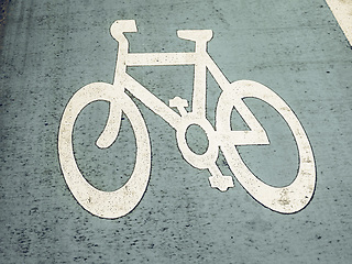 Image showing Vintage looking Bike lane sign