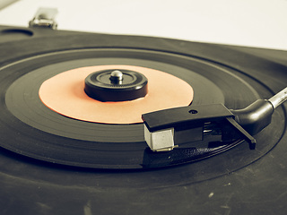 Image showing Vintage looking Vinyl record on turntable