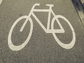 Image showing Vintage looking Bike lane sign