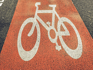 Image showing Vintage looking Bike lane sign