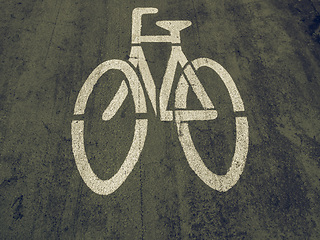 Image showing Vintage looking Bike lane sign