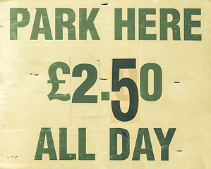 Image showing Vintage looking Parking sign