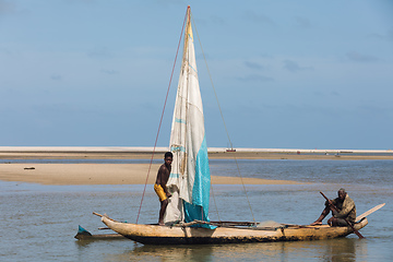 Image showing A fisherman sails back from the sea Morondava, Madagascar