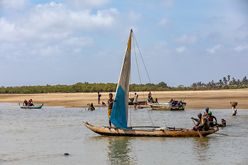 Image showing A fisherman sails back from the sea Morondava, Madagascar