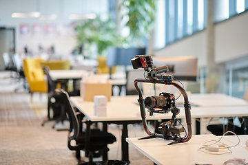 Image showing Empty modern glass startup office the space exudes a sleek and innovative atmosphere, ready to be filled with the potential of entrepreneurial endeavors