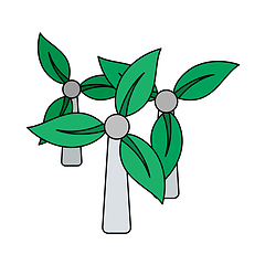 Image showing Wind Mill With Leaves In Blades Icon