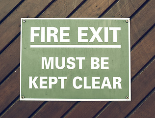 Image showing Vintage looking Fire exit sign