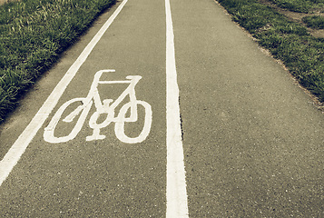 Image showing Vintage looking Bike lane sign