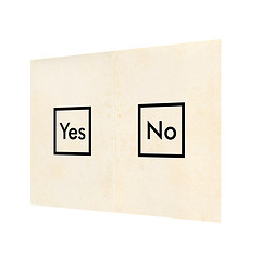 Image showing Ballot paper with Yes and No isolated over white