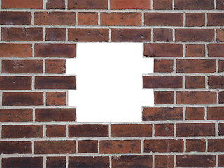 Image showing Red brick wall with hole