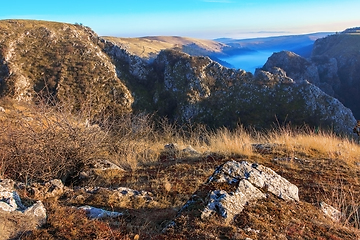 Image showing fog over limestone gorge in Transylvania