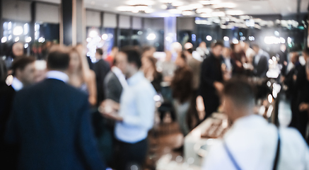 Image showing Blurred image of businesspeople at banquet event business meeting event. Business and entrepreneurship events concept