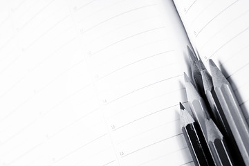 Image showing Color pencil and agenda