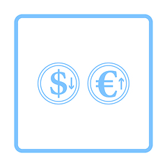 Image showing Falling Dollar And Growth Up Euro Coins Icon