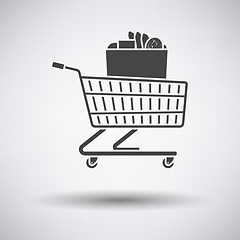 Image showing Shopping Cart With Bag Of Food Icon