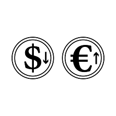 Image showing Falling Dollar And Growth Up Euro Coins Icon