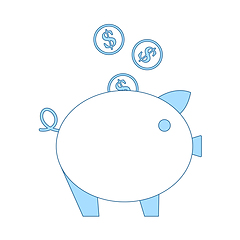 Image showing Golden Coins Fall In Piggy Bank Icon