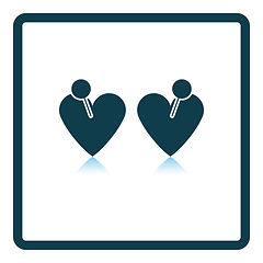 Image showing Two Valentines Heart With Pin Icon