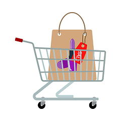 Image showing Shopping Cart With Bag Of Cosmetics Icon