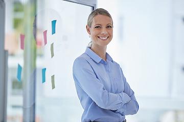 Image showing Female leadership, innovation and project management manager or businesswoman portrait in office workplace. Happy business leader with a vision for success, corporate growth and company development