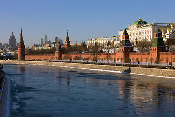 Image showing Moscow Kremlin riverside, Russia. View from Moskvorecky bridge.