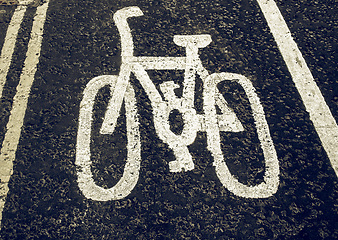 Image showing Vintage looking Bike lane sign