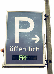 Image showing Vintage looking Parking sign