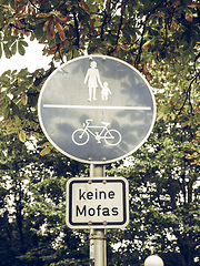 Image showing Vintage looking Pedestrian area sign