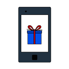 Image showing Smartphone With Gift Box On Screen Icon