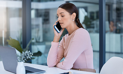 Image showing Corporate employee phone call with client, reading calendar on laptop and working in office. Young professional assistant planning and schedule appointment. Worker multitasking, efficient, proactive