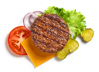 Image showing burger ingredients on white background