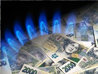 Image showing Money and gas stove - czech crowns