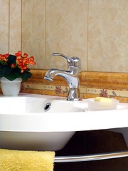 Image showing Interior of bathroom - basin and faucet