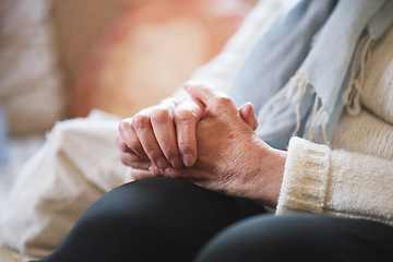 Image showing Elderly woman hands clasped retirement concept