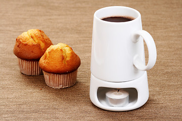 Image showing hot chocolate and muffins