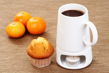 Image showing hot chocolate and muffin