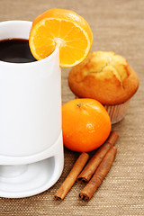 Image showing hot chocolate and muffin