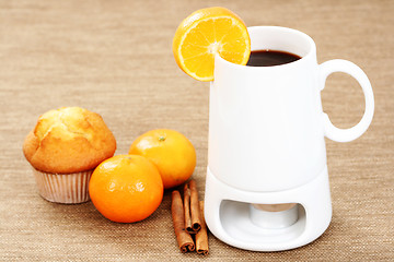 Image showing hot chocolate and muffin