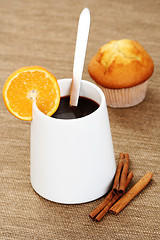 Image showing hot chocolate and muffin