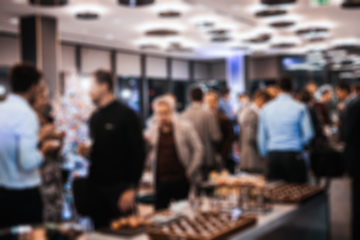 Image showing Blurred image of businesspeople at banquet event business meeting event. Business and entrepreneurship events concept