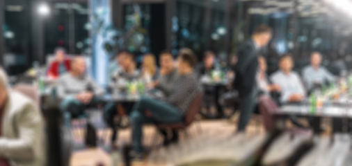 Image showing Blurred image of businesspeople at banquet business meeting event. Business and entrepreneurship events concept